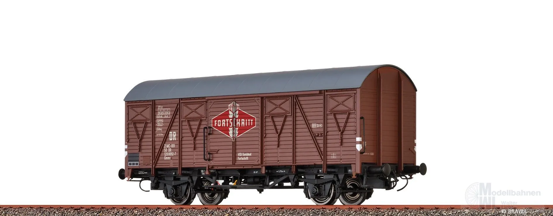 Brawa 51363 - Güterwagen ged. DR Ep.IV Gmms Fortschriftt H0/GL