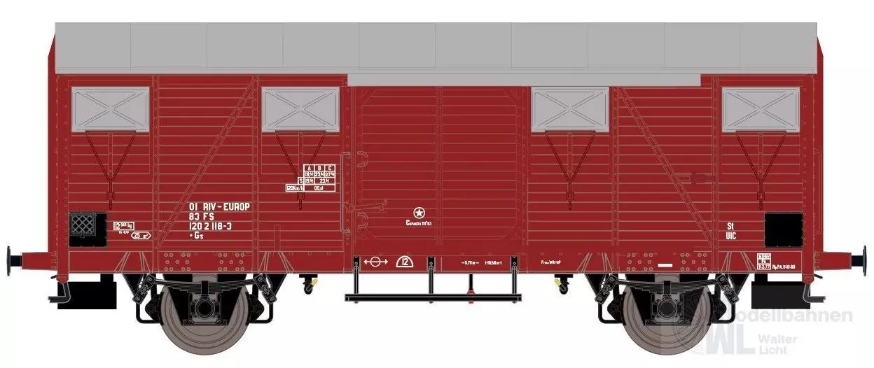 Exact Train 20956 - Güterwagen gedeckt FS Ep.IV Typ Gs EUROP H0/GL