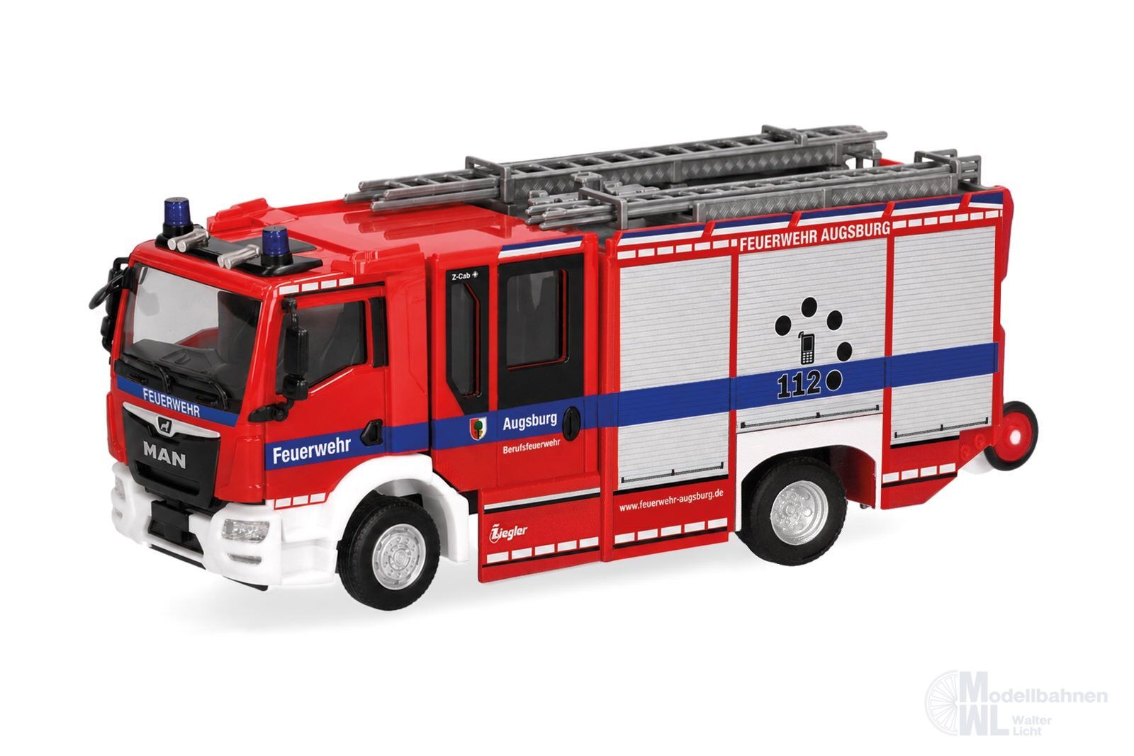 Herpa 097734 - MAN TGM CC Z-Cab HLF FW Augsburg H0 1:87