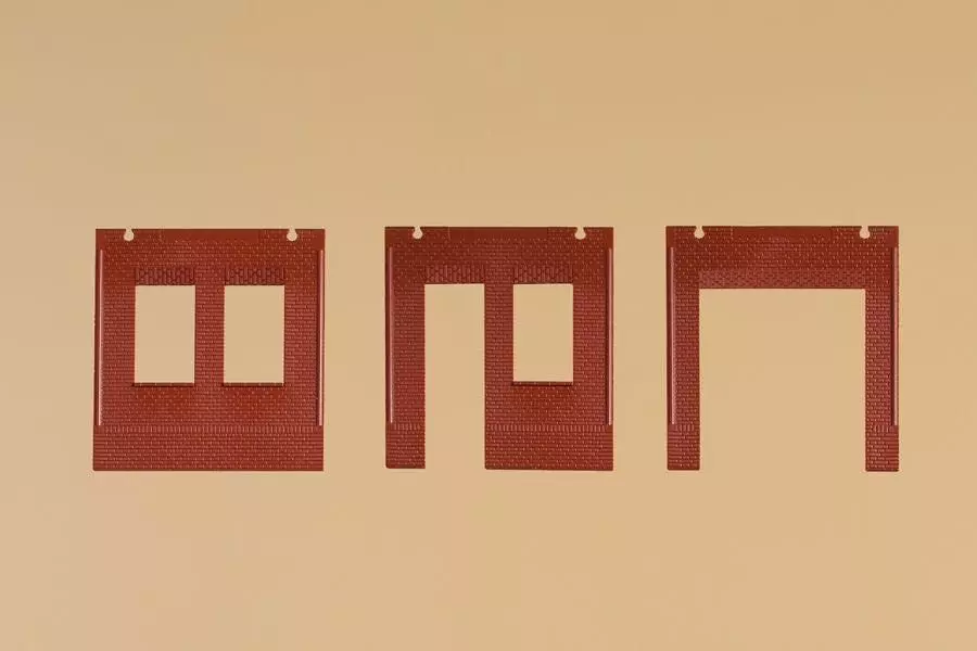 Auhagen 80534 - Wände 2580A, Wände 2580B und Wände 2580C rot H0 1:87