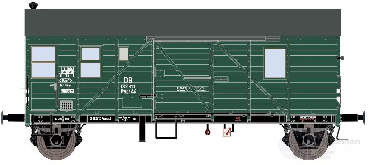 Exact Train 23635 - Güterzugbegleitwagen DB Ep.III Pwgs44 Bremen mit ABC Raster grün H0/GL