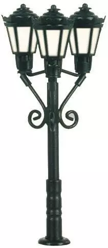 Viessmann 6477 - Parklaterne dreiflammig, schwarz, LED warmweiß N 1:160