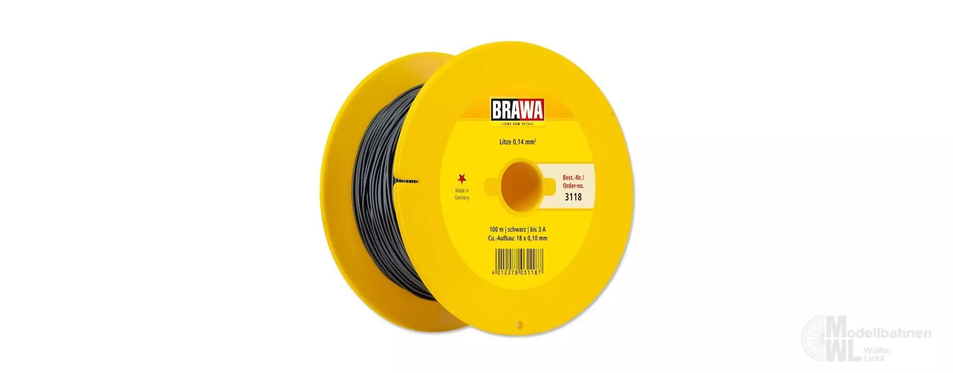 Brawa 3118 - Litze schwarz 100 Meter