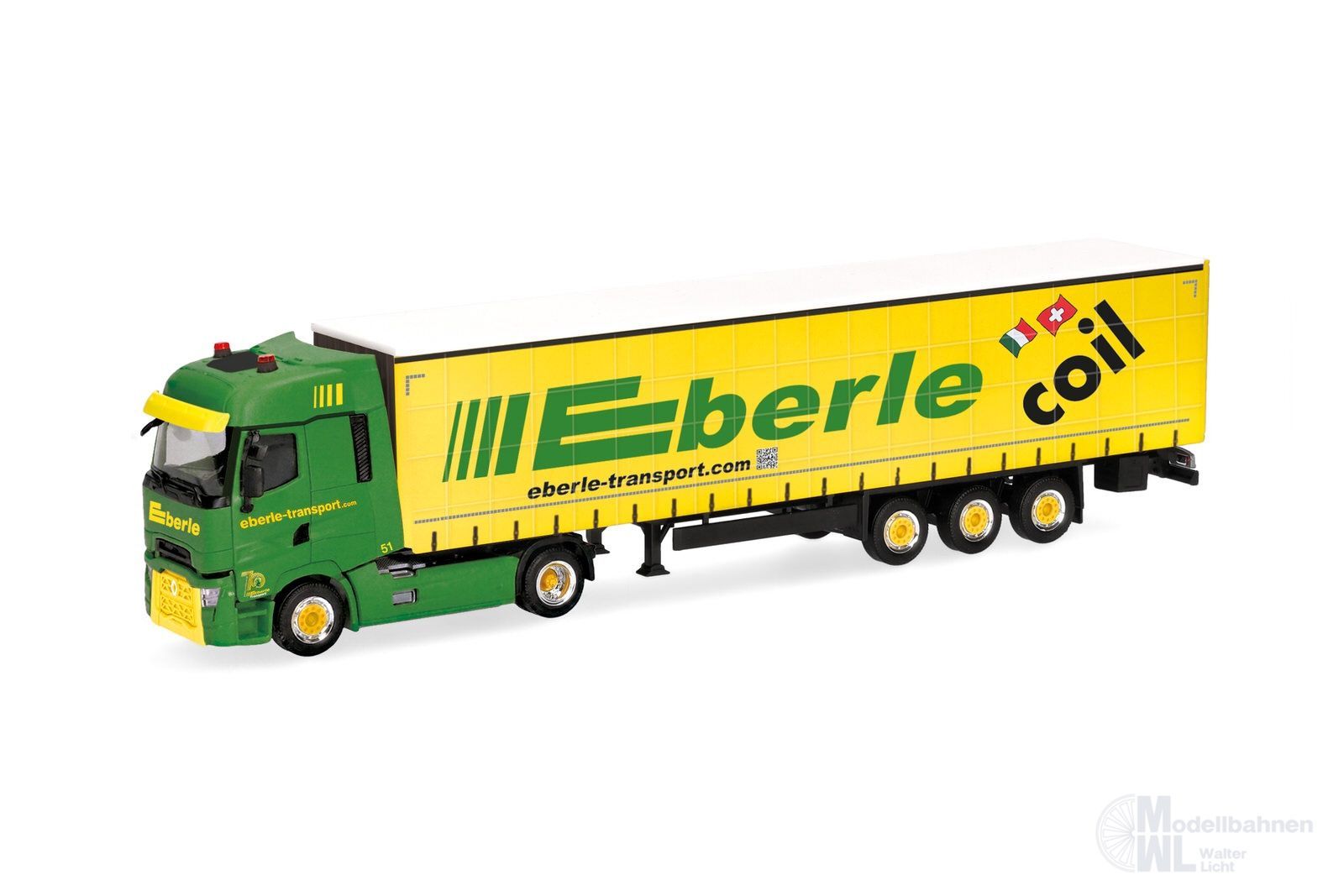 Herpa 322393 - Renault T facelift Gardinenplanen Sattelzug Eberle Transport AG H0 1:87