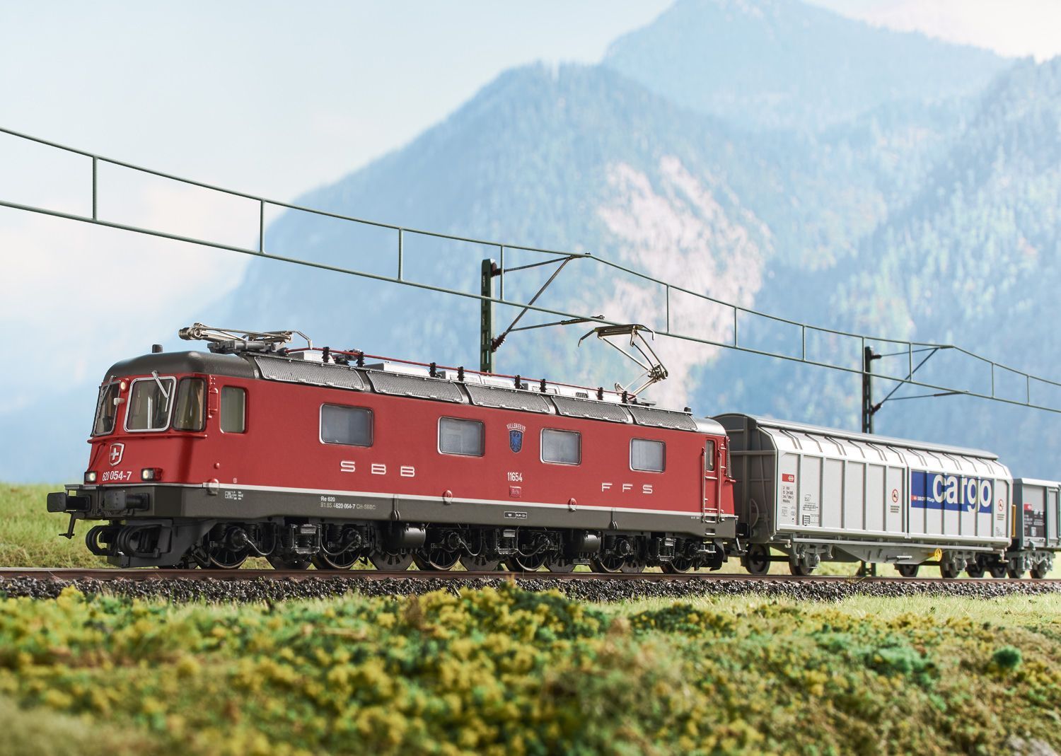 Märklin 29488 - Startpackung Schweizer Güterzug E-Lok RE 6/6 SBB Ep.VI und 3 Wagen H0/WS Sound