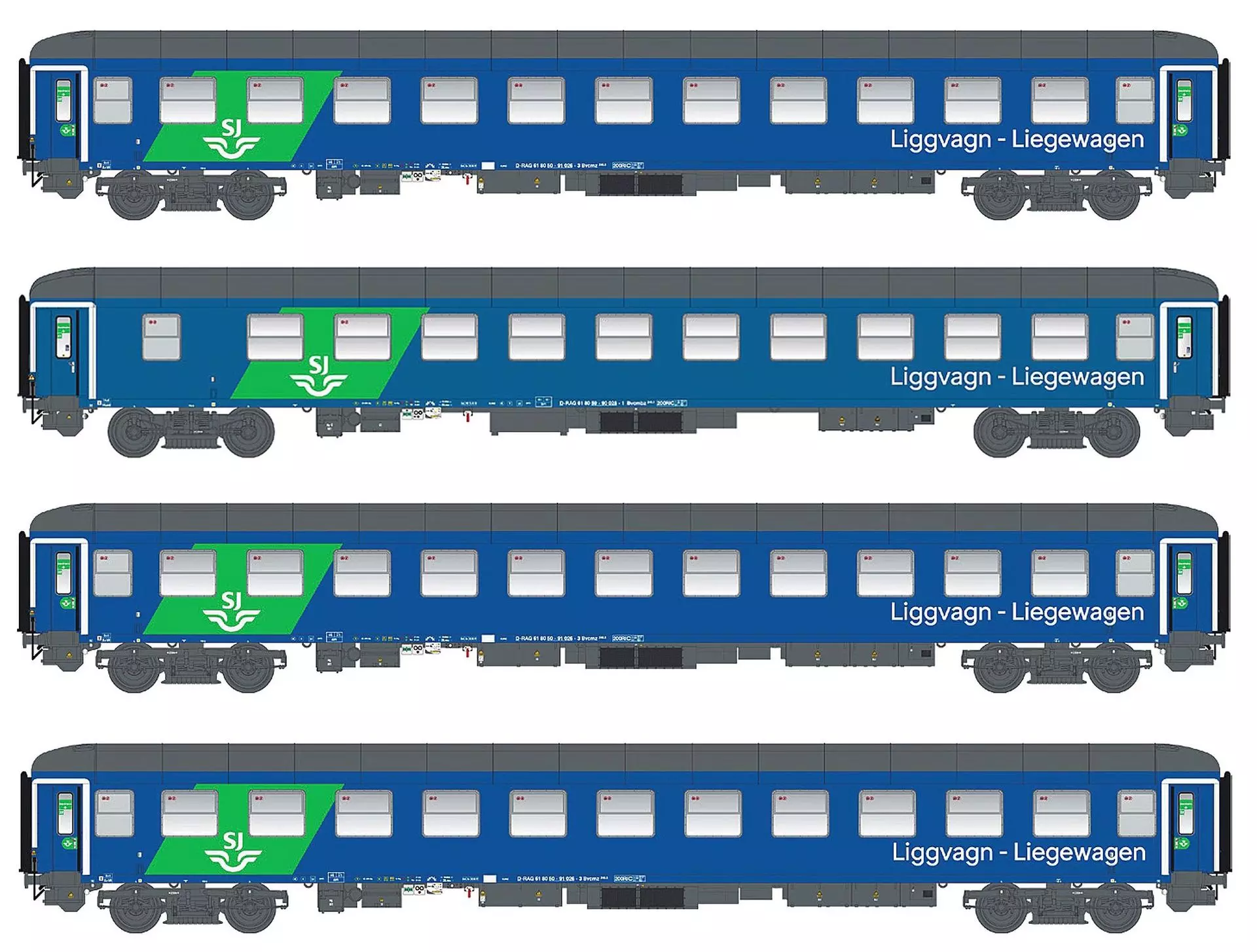 LS Models 98095N - Liegewagen Set SJ/RDC Ep.VI EN 346 4.tlg. N 1:160