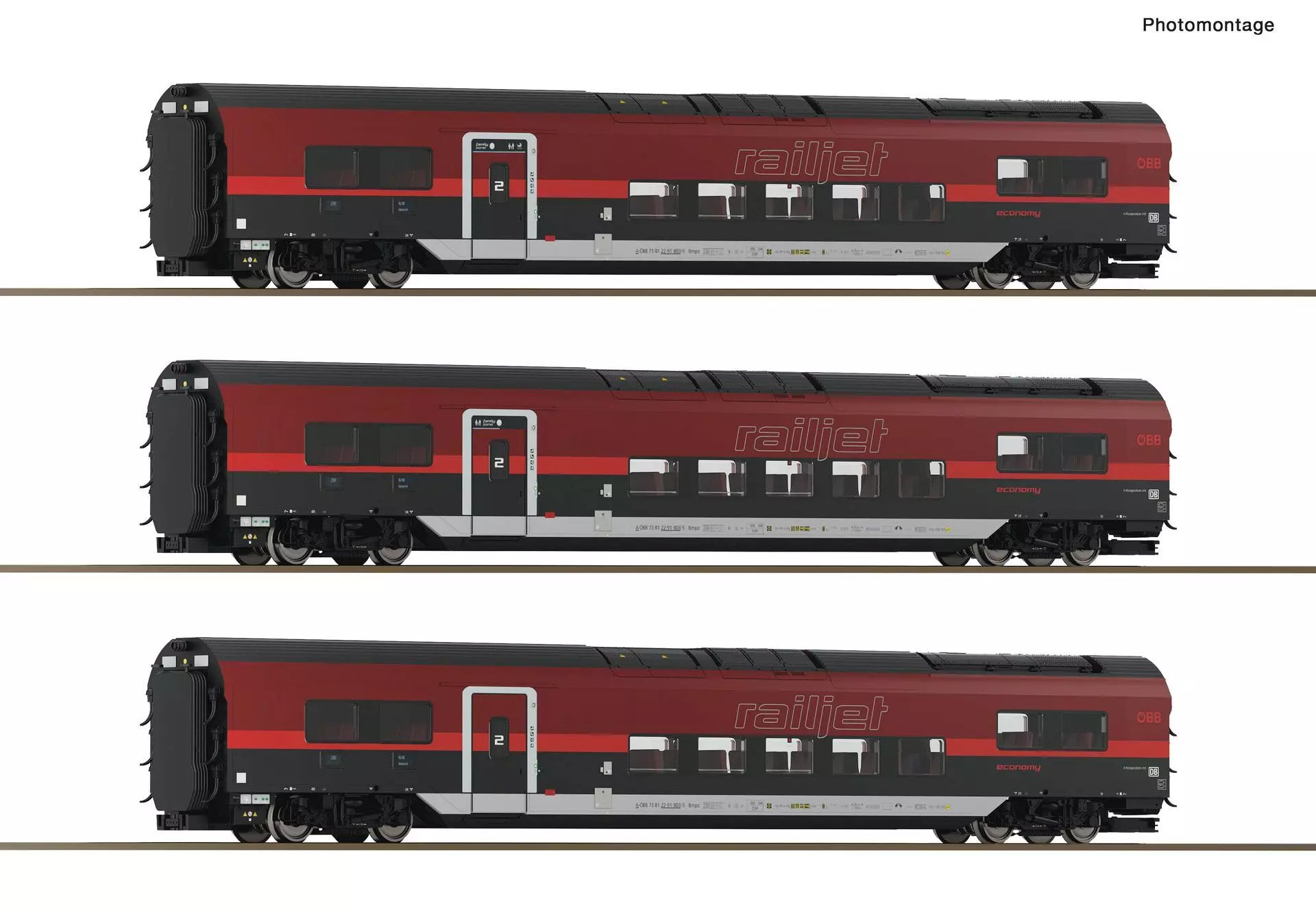 Roco 6200179 - Personenwagen Set Railjet ÖBB Ep.VI 3.tlg. H0/GL