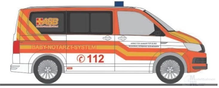 Rietze 53987 - Volkswagen T6 ASB Südhessen Baby-Notarzt-System H0 1:87