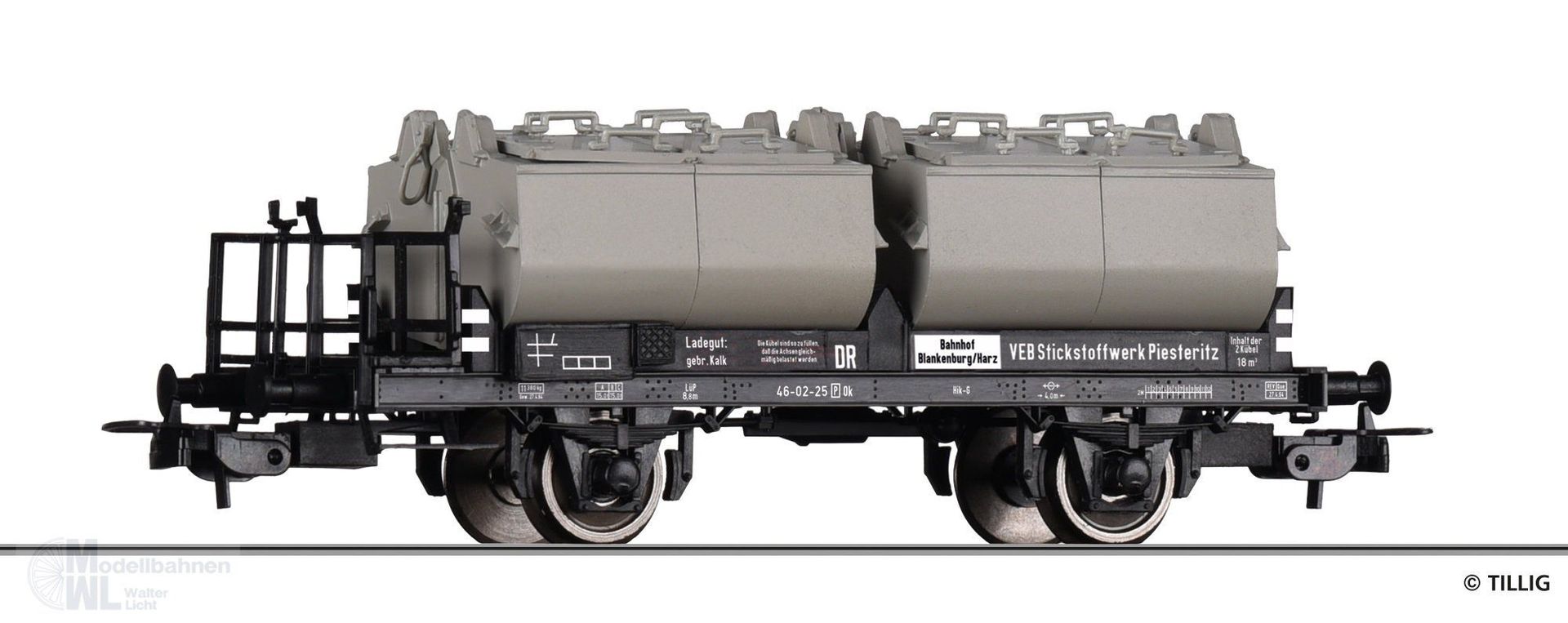 Tillig 77046 - Kalkkübelwagen DR Ep.III Ok H0/GL