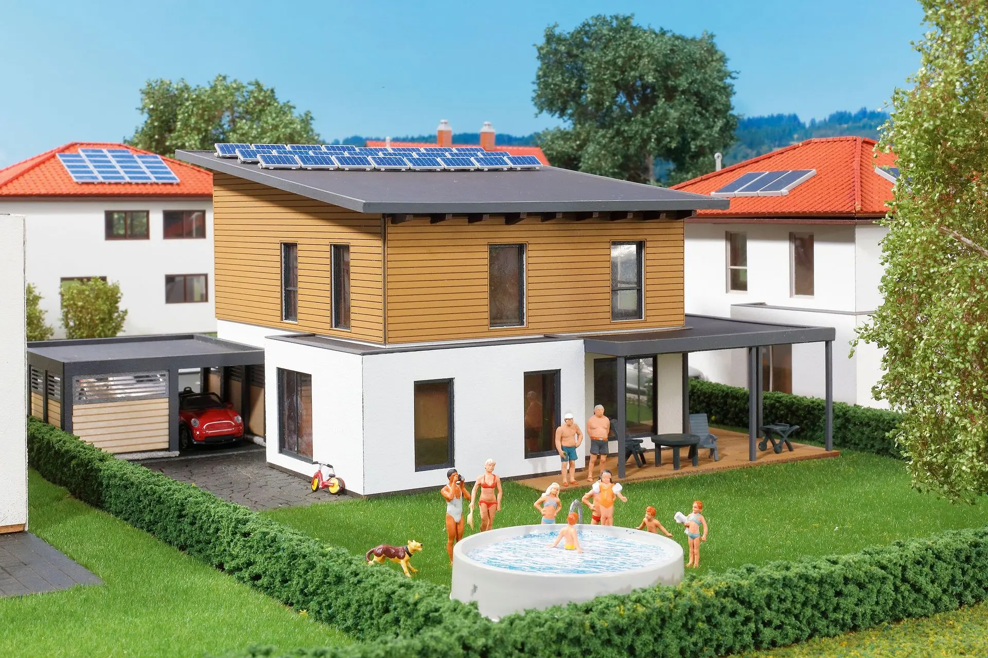 Kibri 38337 - Kubushaus Saskia mit Carport Polyplate Bausatz H0 1:87