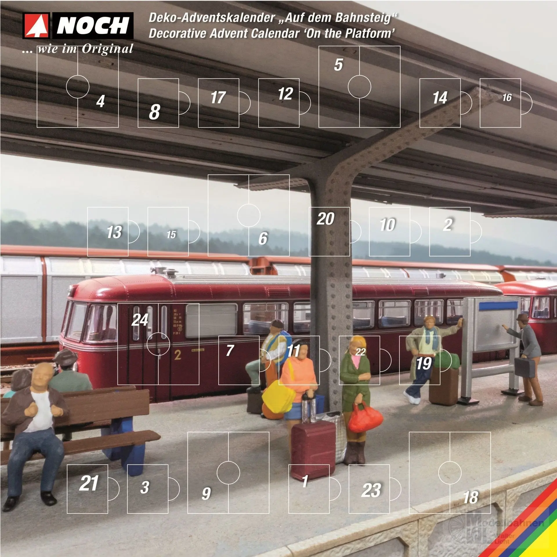 Noch 65593 - Deko-Adventskalender Auf dem Bahnsteig H0 1:87