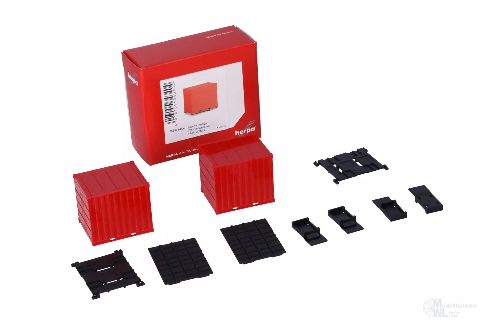 Herpa 053594-004 - Aufbau 10ft. Container 2 Stück rot H0 1:87