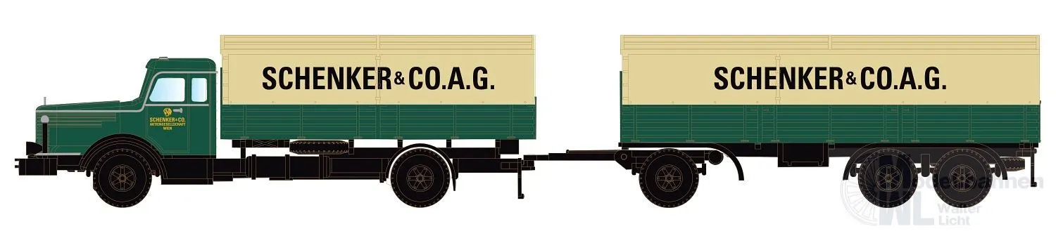 Lemke Minis 3322 - Krupp Titan Hängerzug Pritsche/Plane Schenker N 1:160