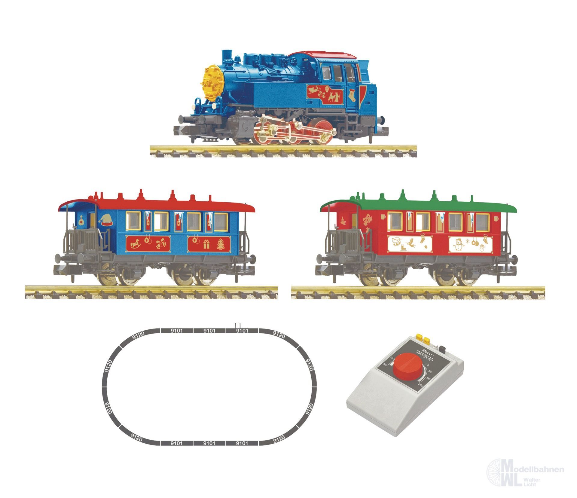 Fleischmann 5160007 - Analog Startset Weihnachtszug Dampflok BR 80+Personenwagen N 1:160