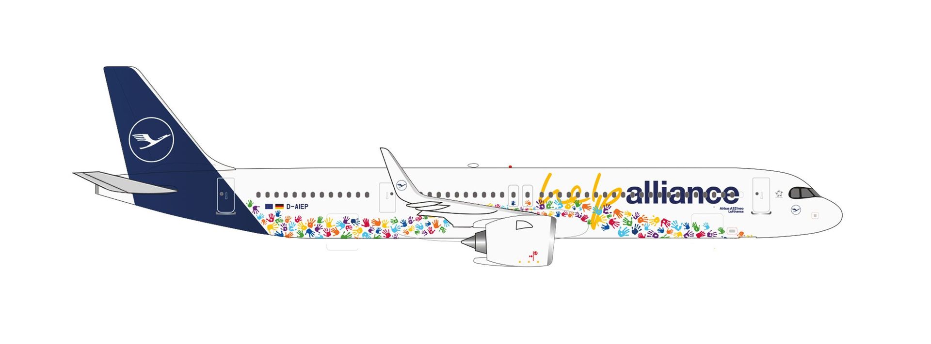 Herpa 538961 - Airbus A321neo Lufthansa HelpAlliance 1:500