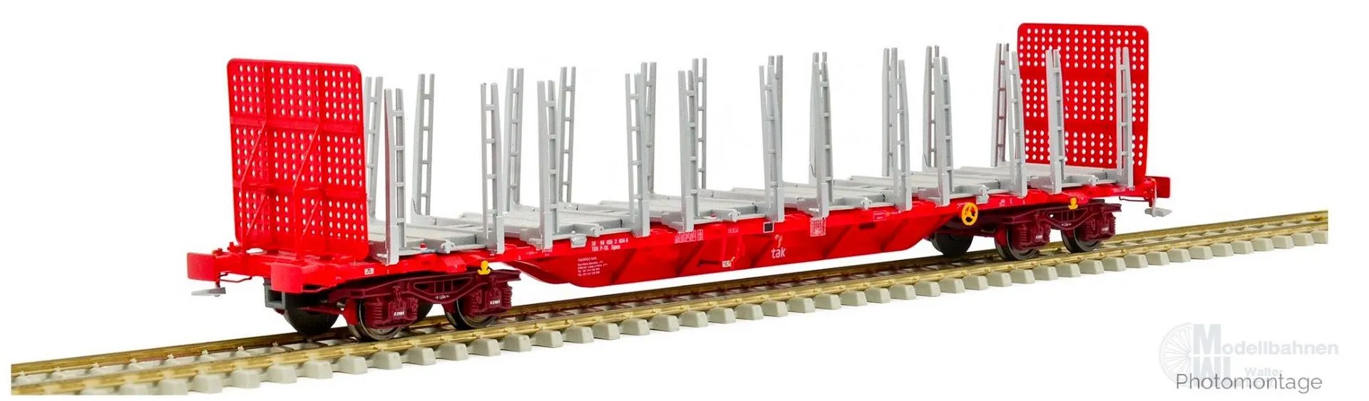 Sudexpress S4552029 - Container Tragwagen Takargo Ep.VI Sgnss 60 Innofreigt Holzrungen H0/GL