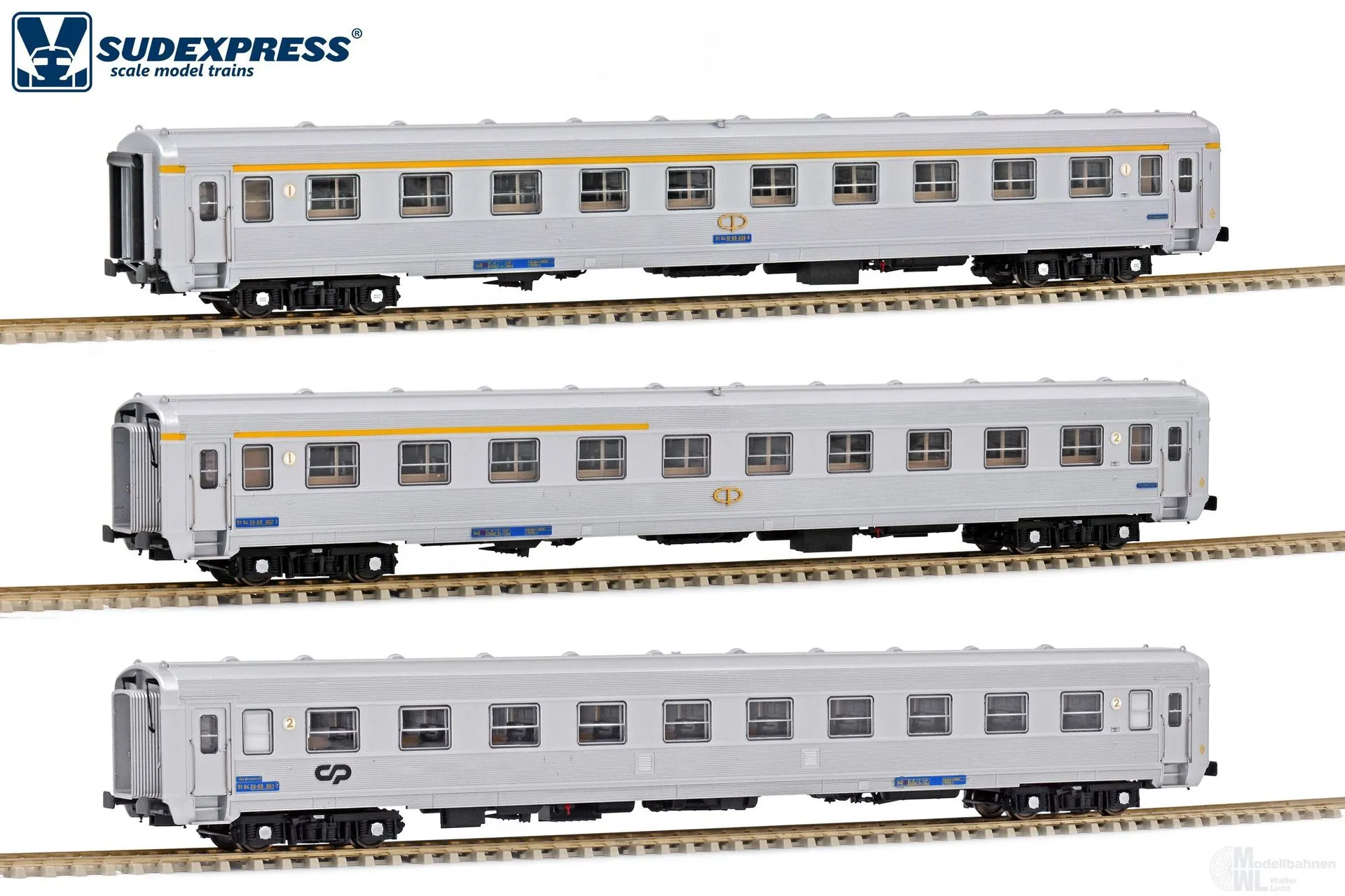 Sudexpress S0319 - Personenwagen Set CP Ep.IV 3.tlg. Sorefame Rapido 80 H0/GL