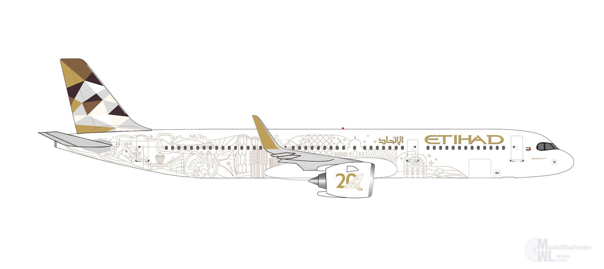Herpa 538473 - Airbus A321neo Etihad 20th Anniversary H0 1:500
