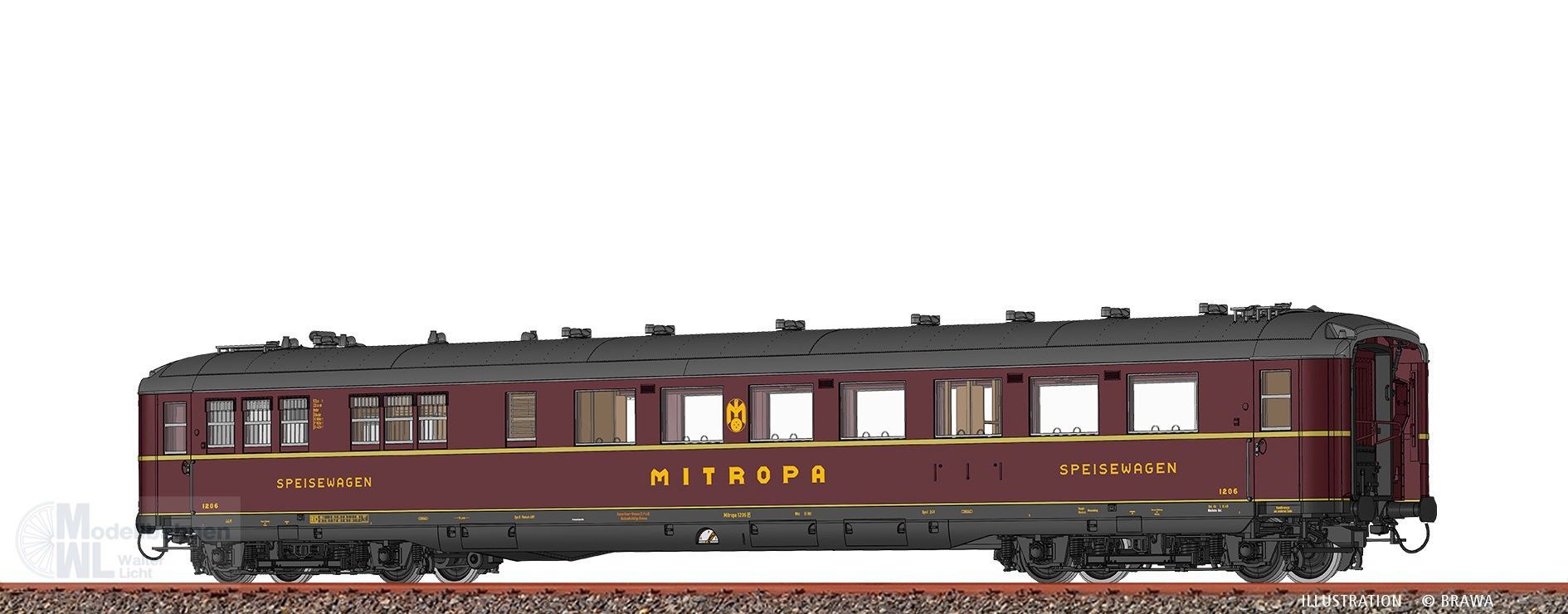 Brawa 51032 - Speisewagen MITROPA Ep.II Hnbr H0/GL DIGITAL EXTRA