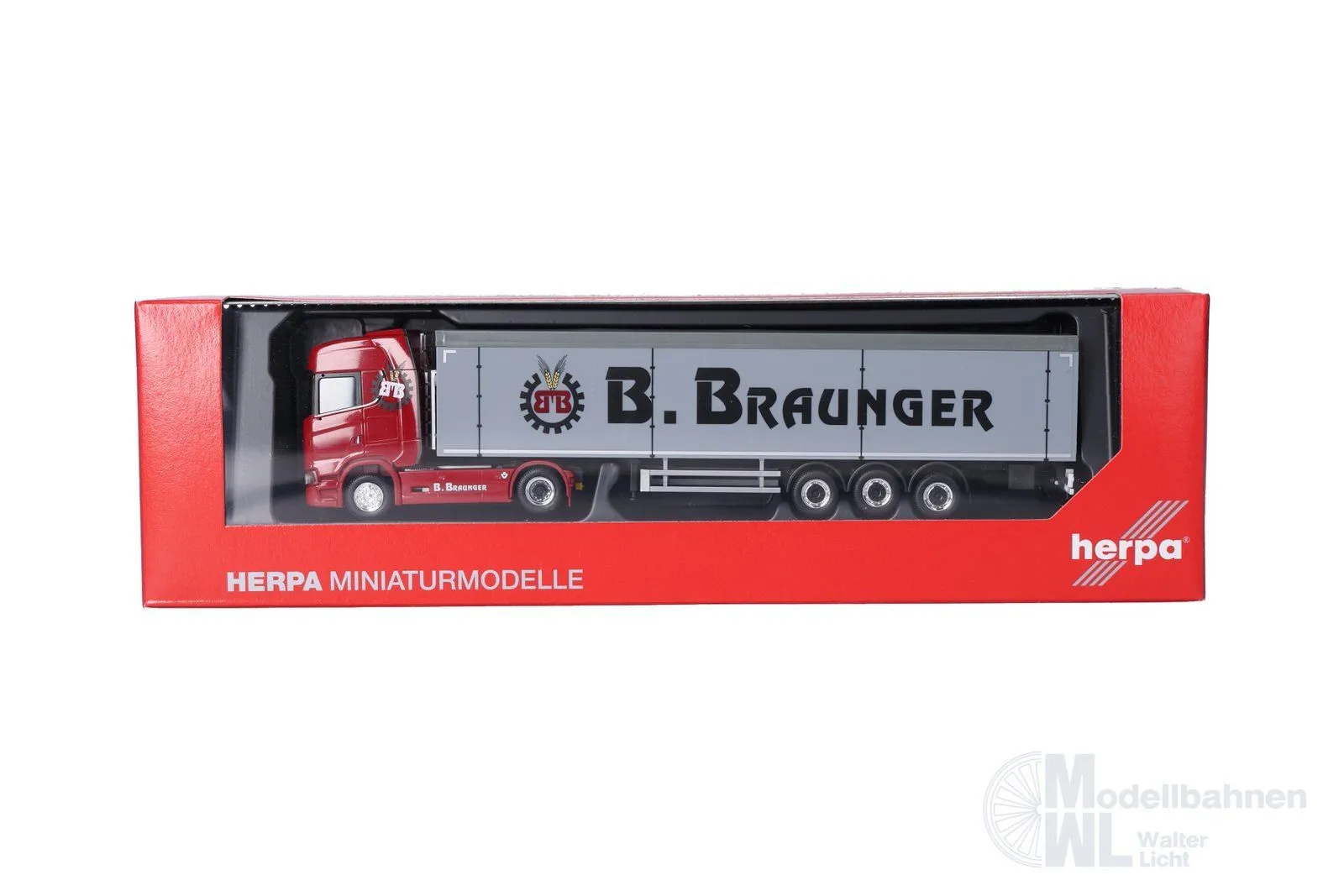 Herpa 321136 - Scania CS 20 Hochdach Schubboden-Sattelzug Braunger H0 1:87