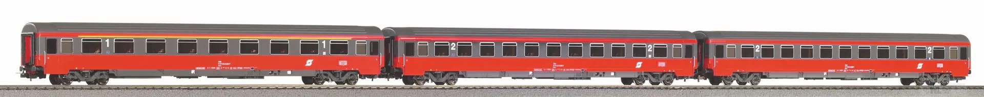 Piko 58225 - Schnellzugwagen Set ÖBB Ep.IV Eurofima 1x 1. Kl. + 2x 2. Kl. 3.tlg. H0/GL