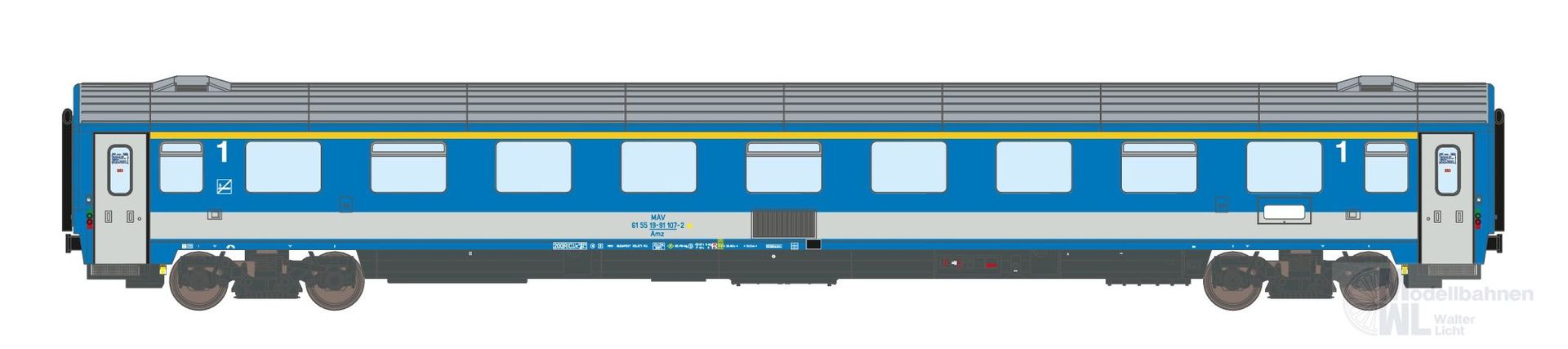 ASM 195506 - Personenwagen MAV Ep.V Amz 19-91 1.Kl. EC25/24 2.Betr.Nr. N 1:160 ASM 195506 - Personenwagen MAV Ep.V Amz 19-91 1.Kl. EC25/24 2.Betr.Nr. N 1:160