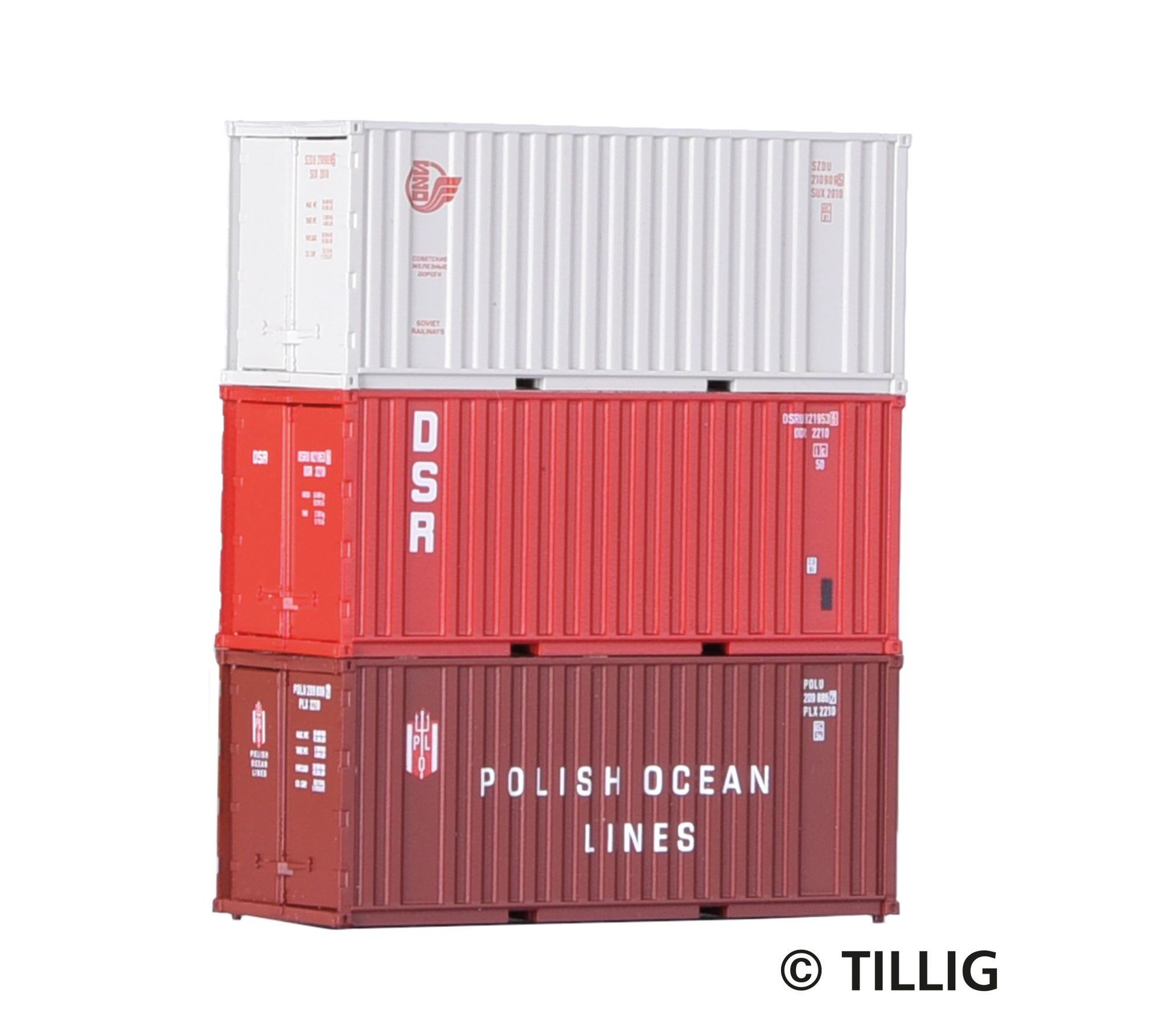 Tillig 07707 - Container-Set mit drei 20‘-Containern TT 1:120