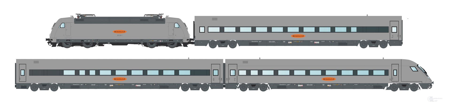 LS Models MW2404DC - Zugset Metropolitan BR 101 und 3 Wagen Ep.V H0/GL