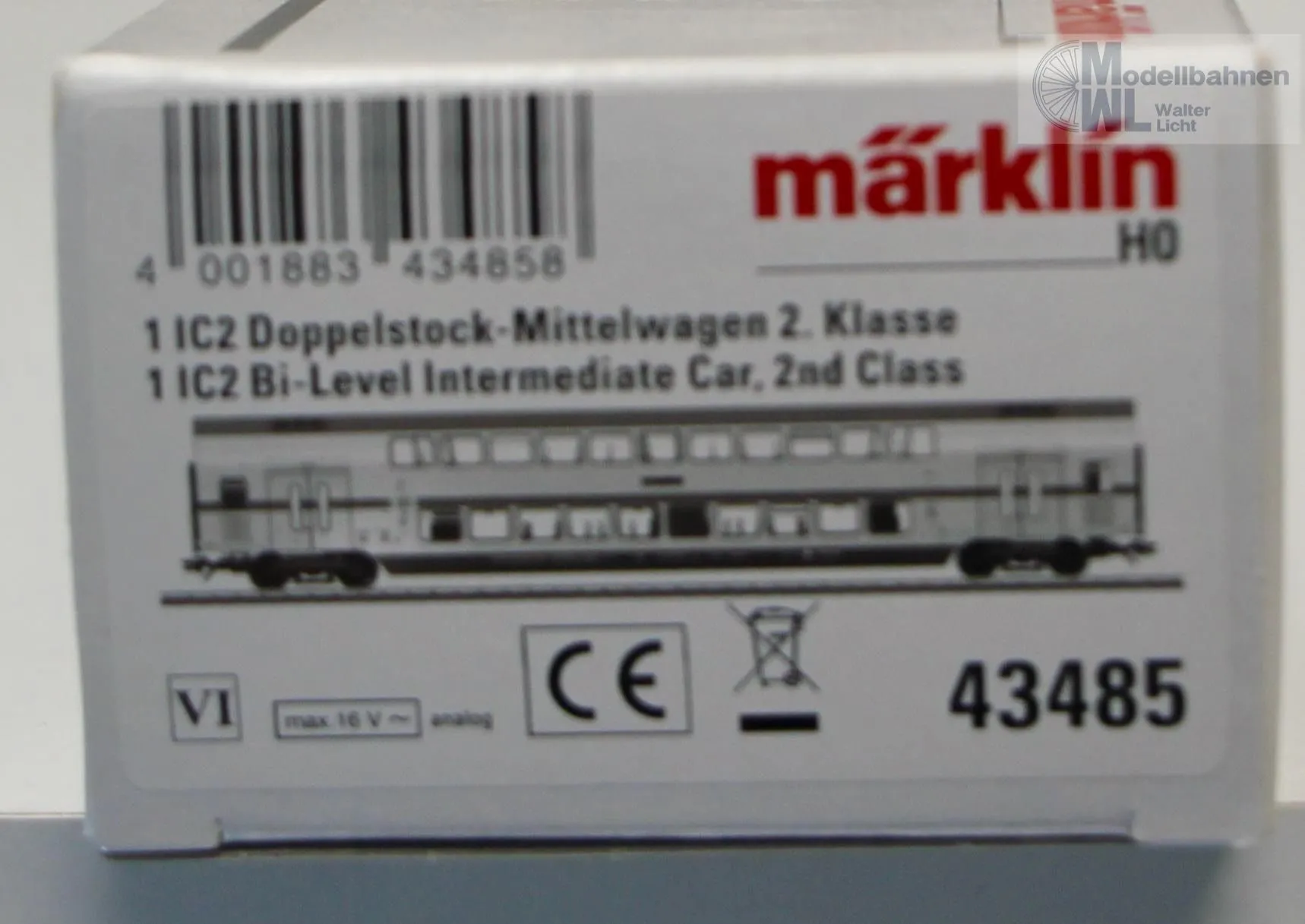 Märklin 43485 - MÄRKLIN - IC-Doppelstockwagen DB Ep.VI 2.Kl. H0/WS