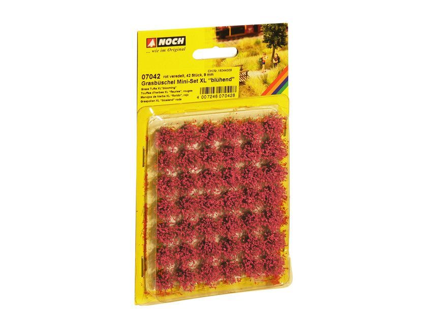 Noch 07042 - Grasbüschel Mini-Set XL blühend rot veredelt, 42 Stück, 9 mm G/0/H0/TT/N/Z