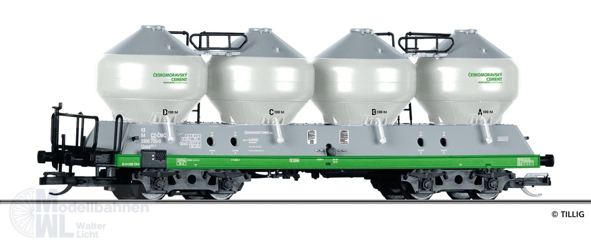 Tillig 15862 - Staubsilowagen Ceskomoravský Cement a.s. TT 1:120