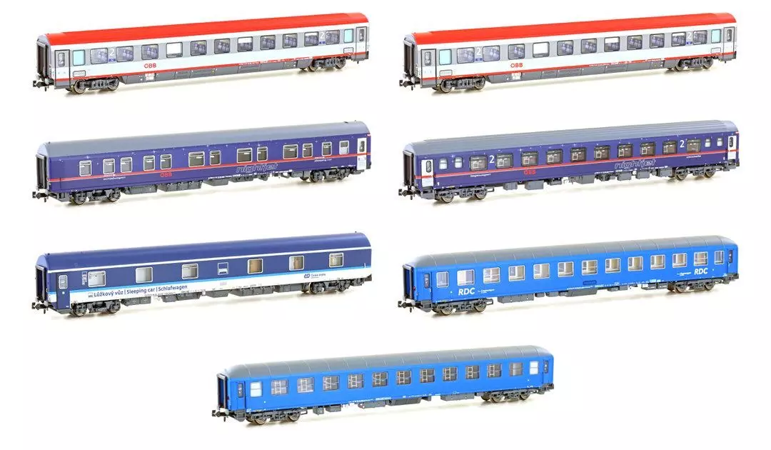 LS Models 97023N - Nachtzugwagen Set ÖBB Nightjet/CD Ep.VI 7.tlg. N 1:160
