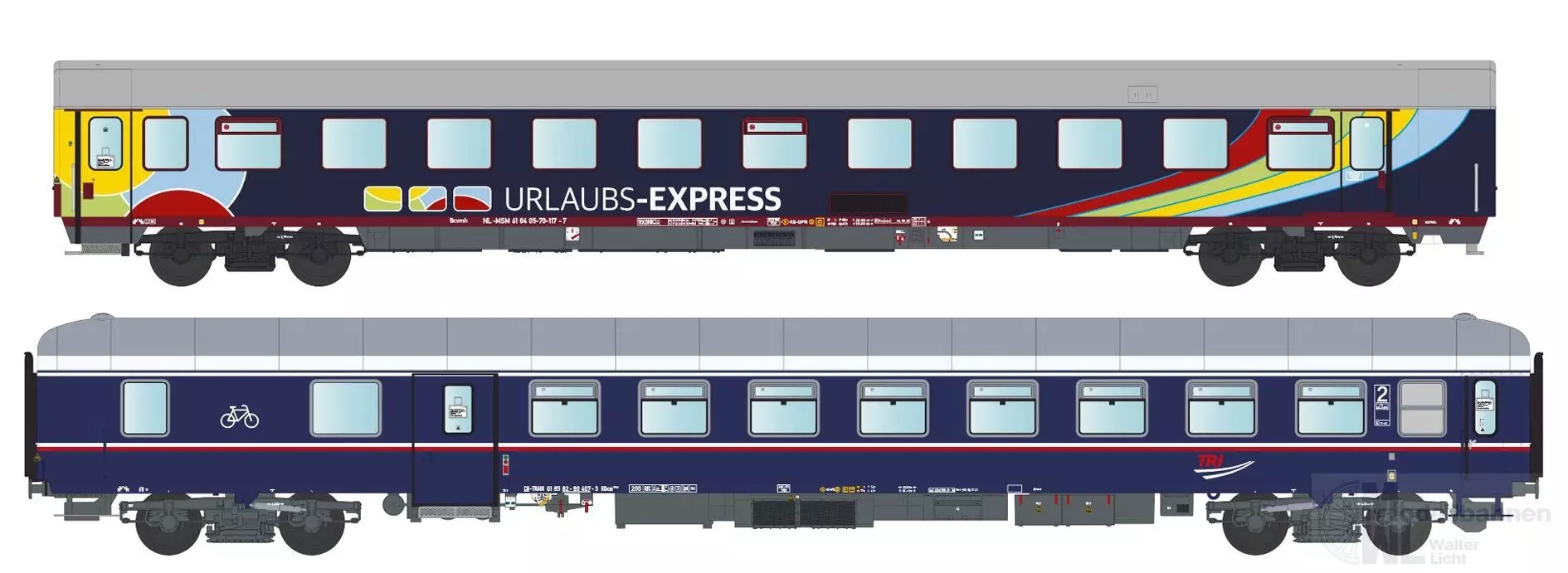 LS Models MW2303 - Nachtzugwagen Set Urlaubs-Express Ep.VI 2.tlg. Set 1 H0/GL