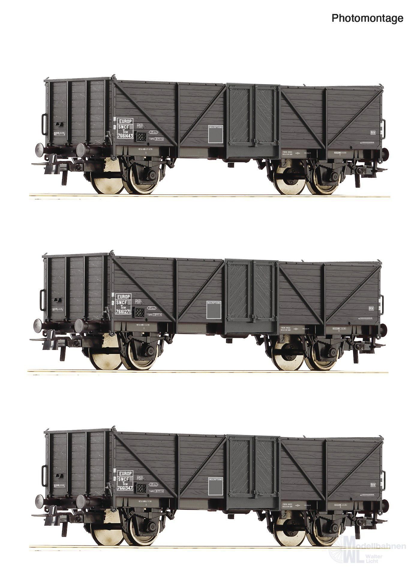 Roco 6600141 - Güterwagen Set SNCF Ep.III 3.tlg. H0/GL
