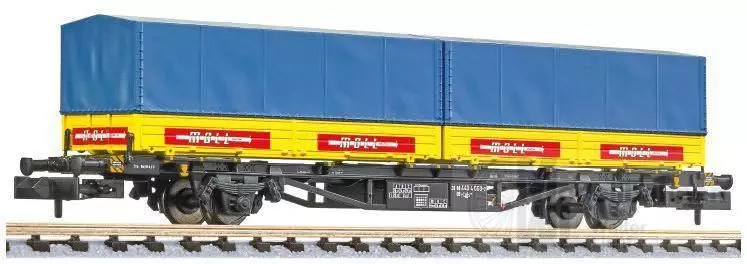 Liliput 265224 - Containertragwagen DB Ep.IV Lgjs 571.1 Wechselpritschen MOLL N 1:160