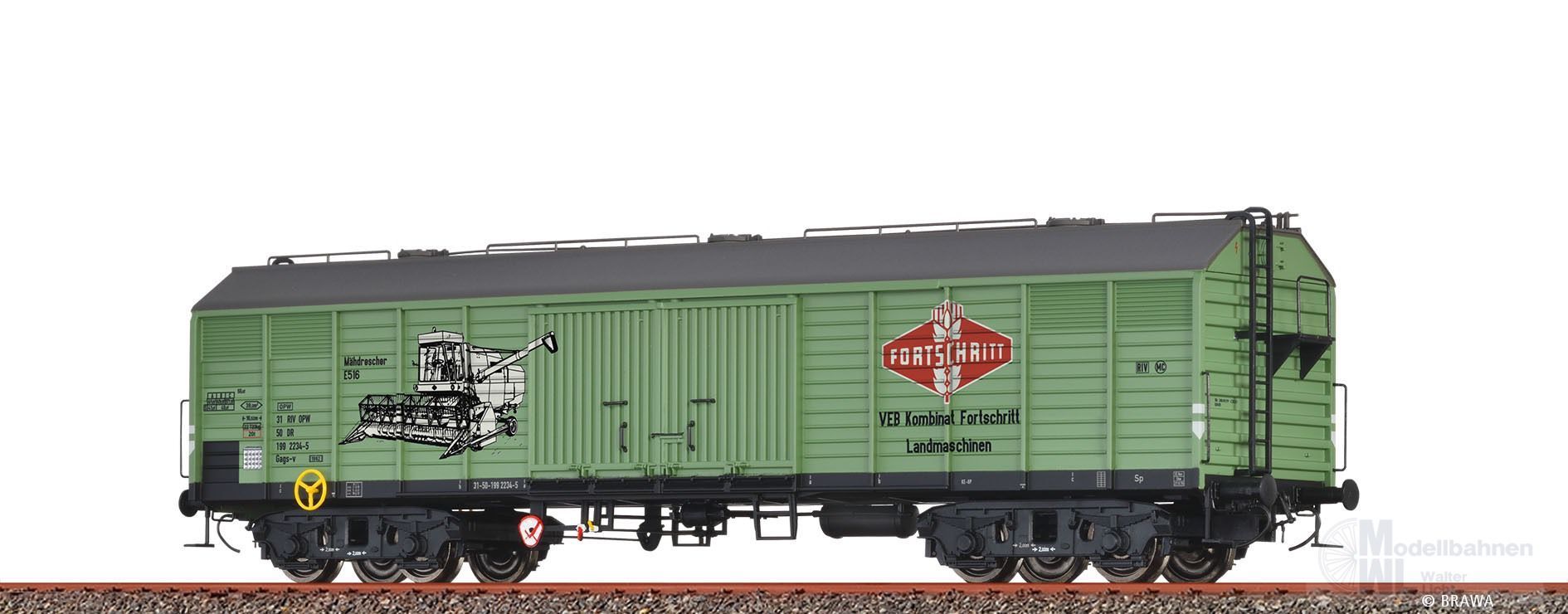 Brawa 50416 - Güterwagen ged. DR Ep.IV Fortschritt H0/GL