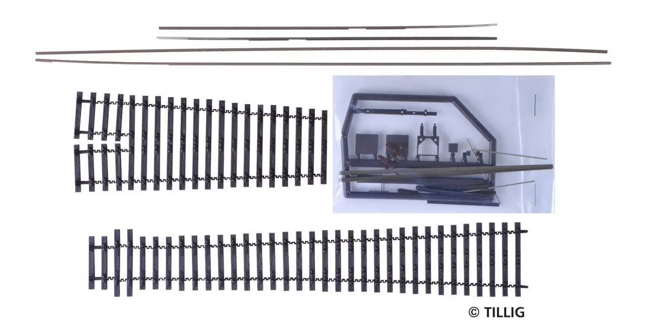 Tillig 85445 - Bausatz Flexsteg-Weiche Herzstückwinkel 63° H0/GL