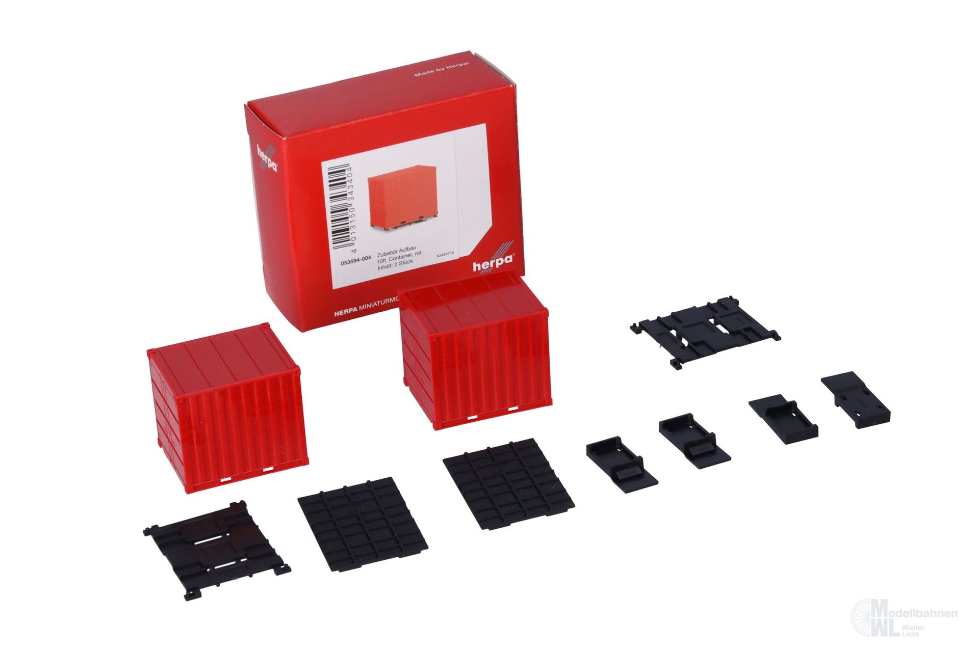 Herpa 053594-004 - Aufbau 10ft. Container 2 Stück rot H0 1:87
