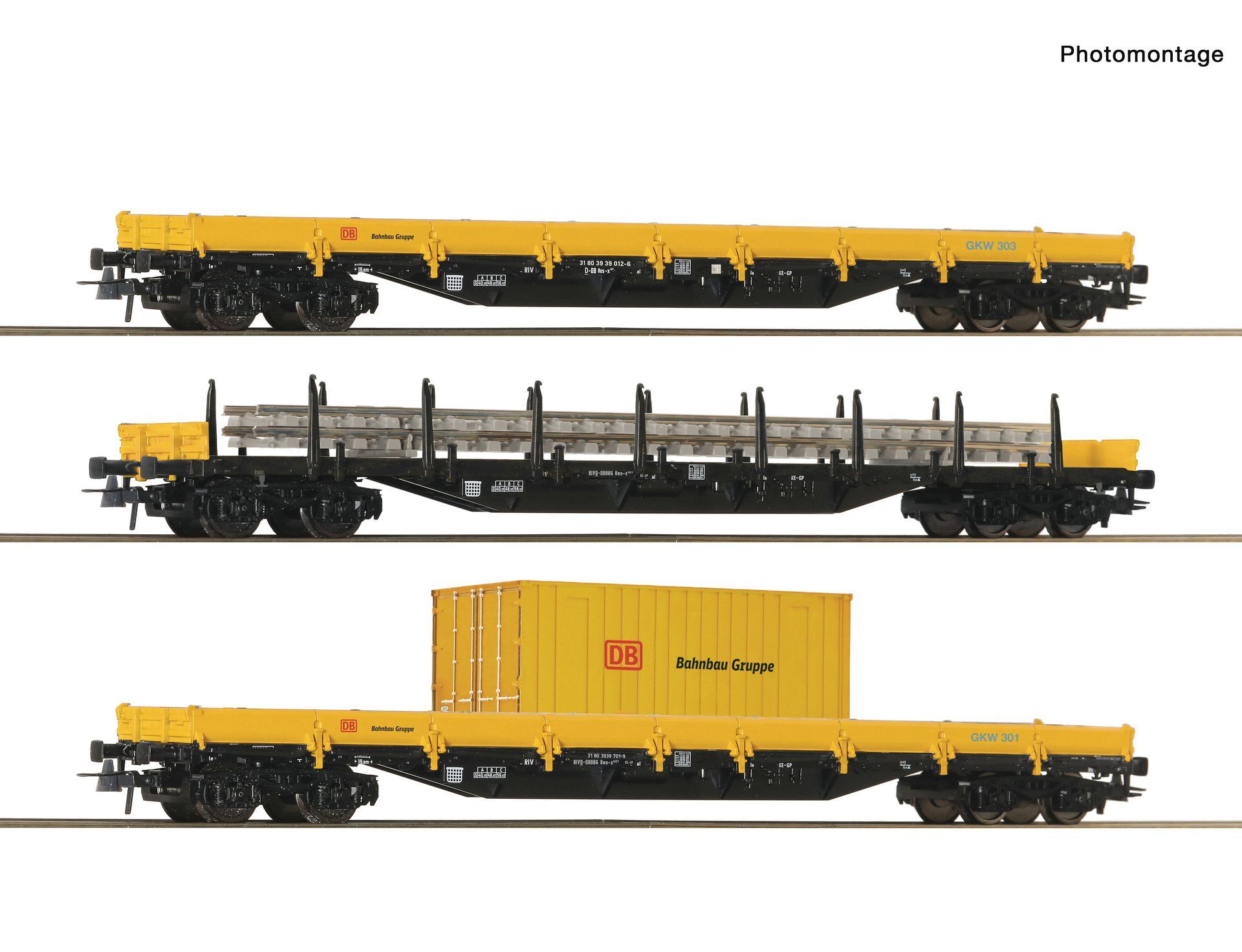 Roco 6600430 - 3er Set Rungenwagen DB Bahnbau