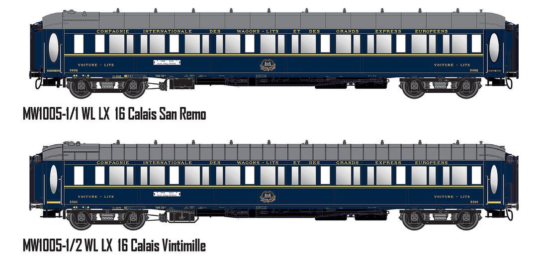 LS Models MW1005-1 - Schlafwagen Set CIWL Ep.III Le Train Bleu Innenbel. 2.tlg.H0/GL
