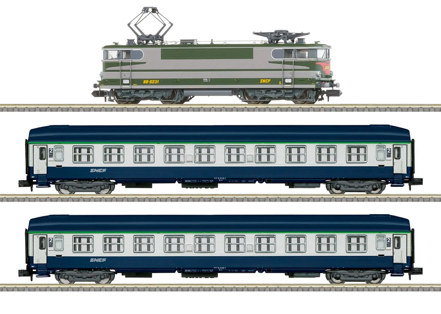 Trix 11168 - Digital-Startpackung E-Lok BB 9231 SNCF + 2 Personenwagen N 1:160