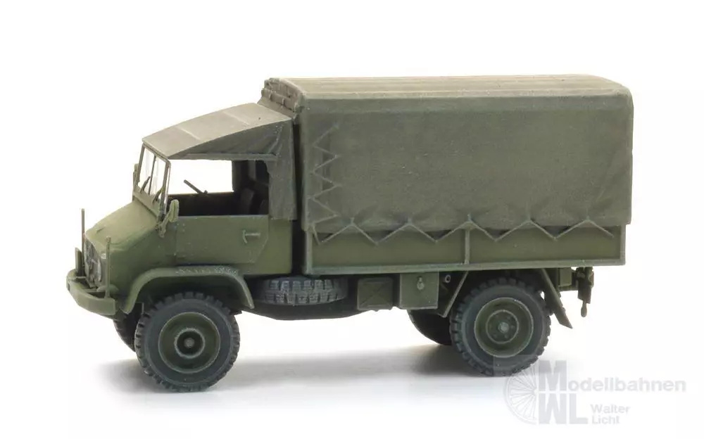 ARTITEC b.v. 6870782 - CH Unimog 404s Pritsche Plane H0 1:87 Fertigmodell