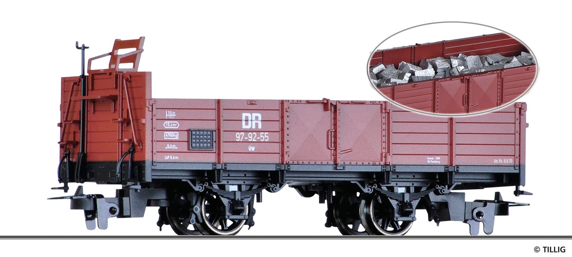 Tillig 05937 - Güterwagen offen DR Ep.III Owv beladen mit Aluminium-Masseln H0e Tillig 05937 - Güterwagen offen DR Ep.III Owv beladen mit Aluminium-Masseln H0e