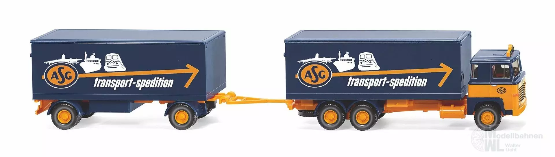 Wiking 045703 - Kofferhängerzug Scania 111 ASG H0 1:87