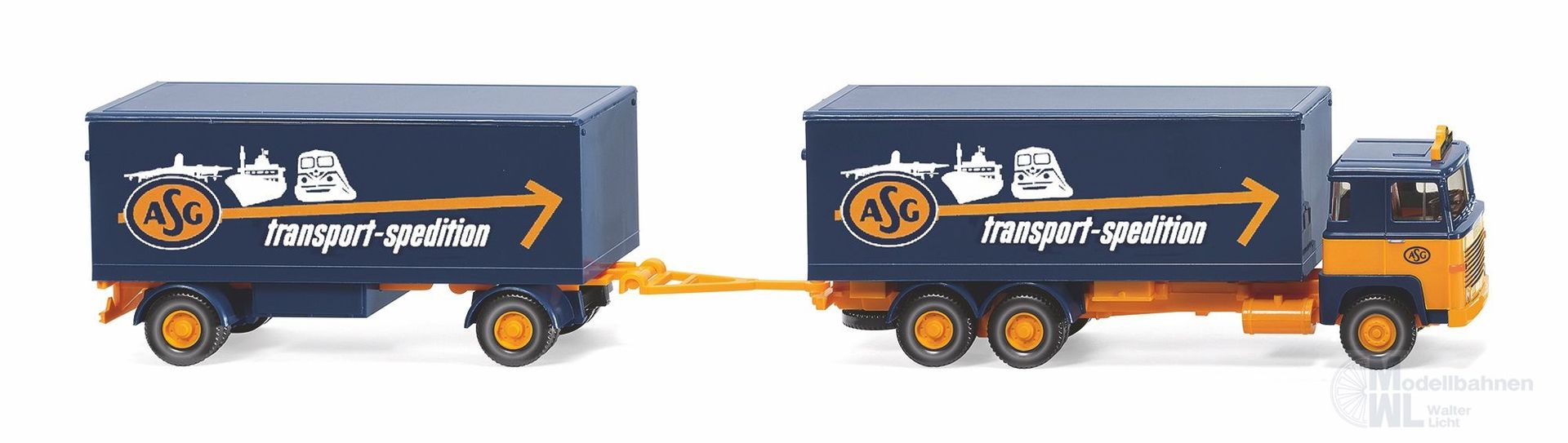 Wiking 045703 - Kofferhängerzug Scania 111 ASG H0 1:87