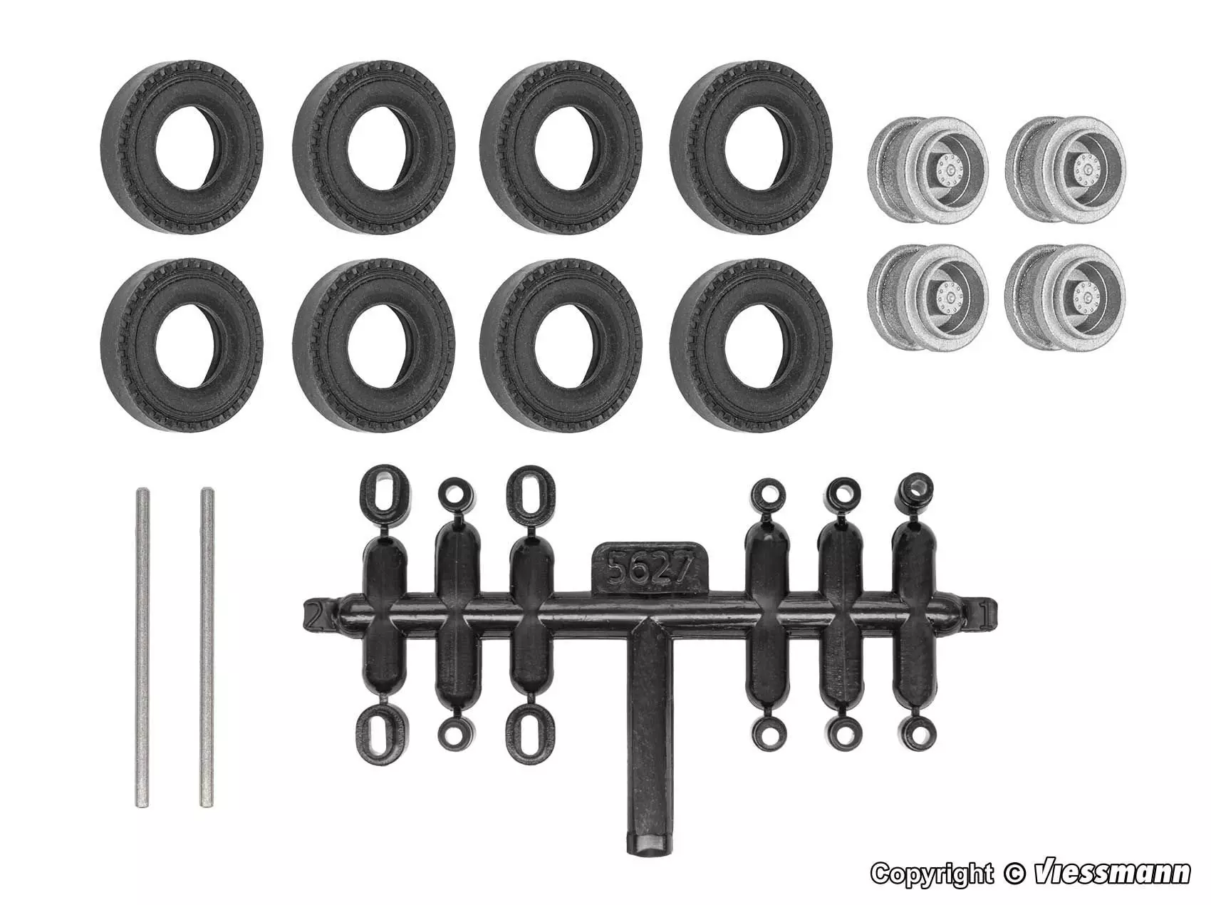 Viessmann 8423 - CarMotion Nachrüst-Set für kibri Anhänger/Auflieger Zwillingsbereifung H0 1:87