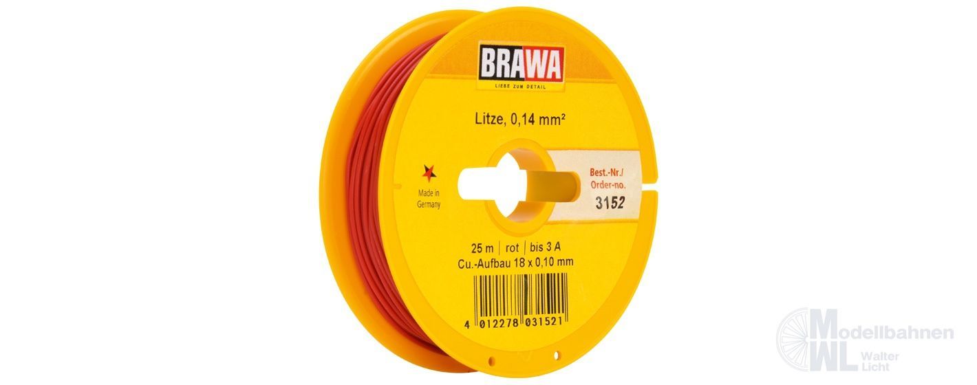 Brawa 3152 - Litze rot 25 Meter