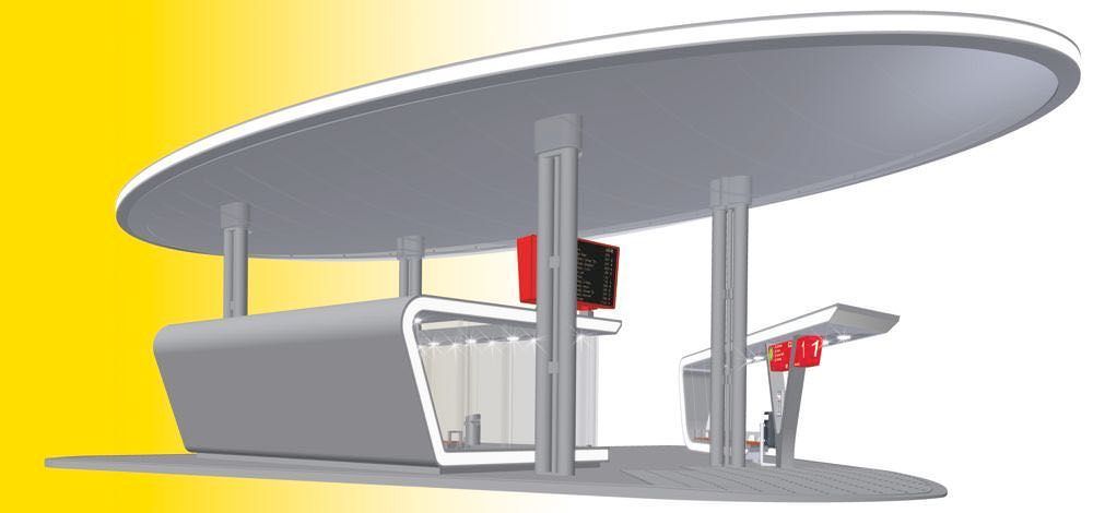 Kibri 39006 - Hauptgebäude Busbahnhof Halle/Saale mit 1 Haltestation inkl. LED H0 1:87