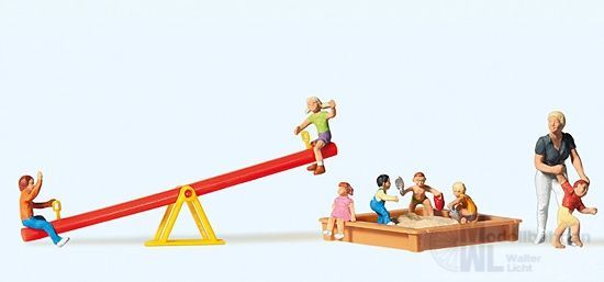 Preiser 10587 - Spielende Kinder mit Wippe und Sandkasten H0 1:87 Preiser 10587 - Spielende Kinder mit Wippe und Sandkasten H0 1:87