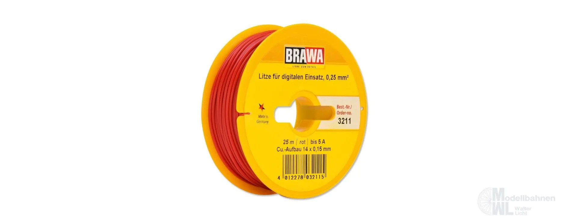 Brawa 3211 - Einzelader 0,25 qmm rot 25 Meter